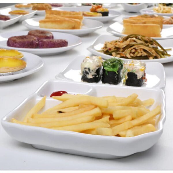 Plat à Sauce en plastique, assiette ronde blanche de qualité alimentaire