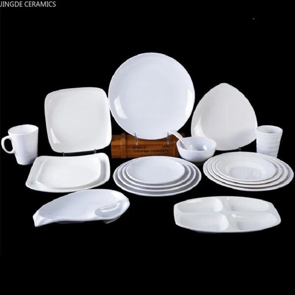 Plat à Sauce en plastique, assiette ronde blanche de qualité alimentaire