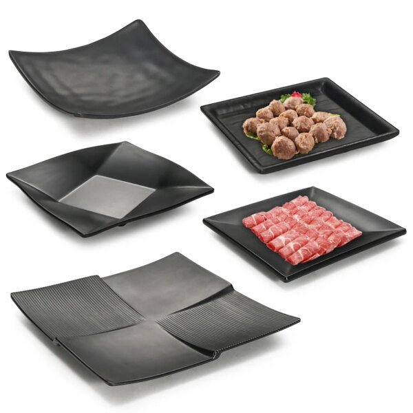 Assiette carrée en plastique, vaisselle de cuisine domestique vaisselle