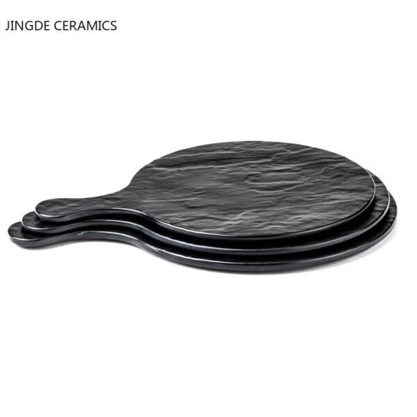 Assiette assiette en mélamine pour restaurant japonais, 1 pièce, plastique noir, finition mate, vaisselle, vente en gros