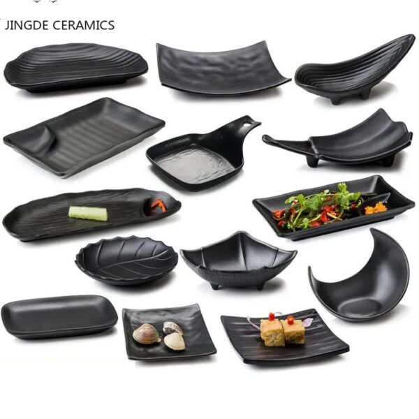 Assiette à os en plastique noir de qualité alimentaire