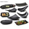 Assiette à os en plastique noir de qualité alimentaire