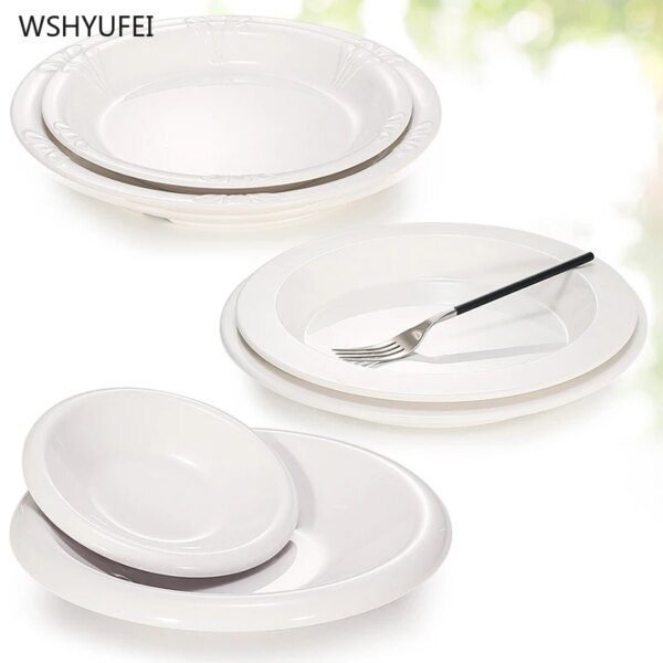 Assiette en mélamine blanche créative, pas facile à casser