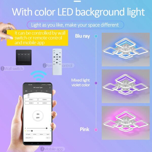 plafonnier salon au Design Moderne avec Effet de Rétro Éclairage, Nouveauté 2023