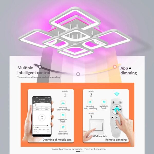 plafonnier salon au Design Moderne avec Effet de Rétro Éclairage, Nouveauté 2023
