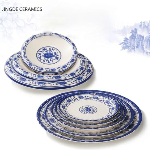 Assiette en plastique de Style chinois, assiette ronde de dîner