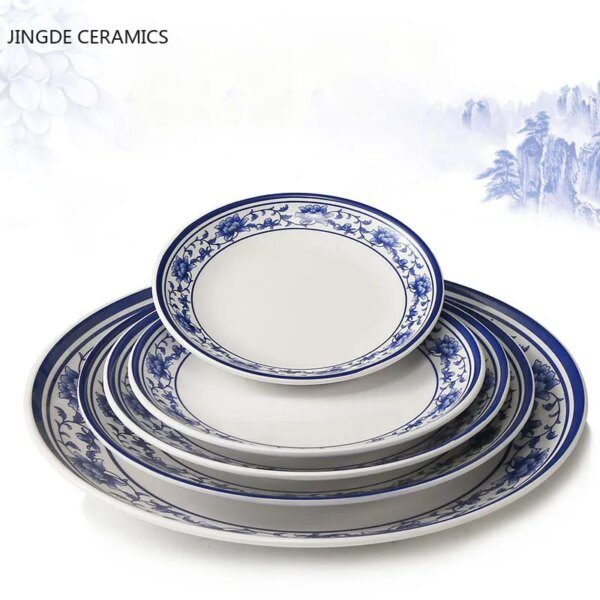 Assiette en plastique de Style chinois, assiette ronde de dîner