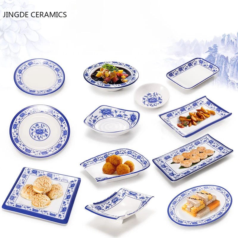 Assiette dîner ustensile de — Assiette à dîner en plastique bleue et blanche | home20.fr