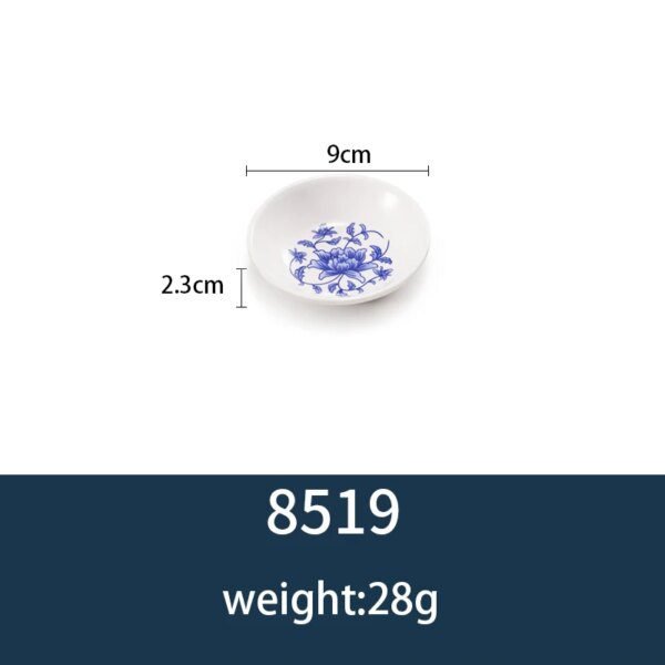 Assiette à dîner en plastique bleue et blanche