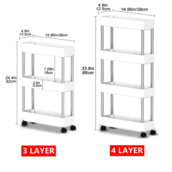Etagere de rangement pour cuisine à 3/4 niveaux, étagère de rangement pour chariot