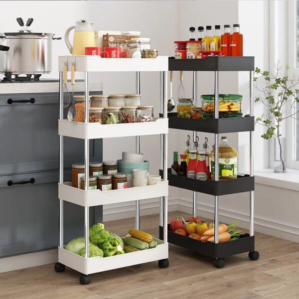 Etagere de rangement pour cuisine à 3/4 niveaux, étagère de rangement pour chariot