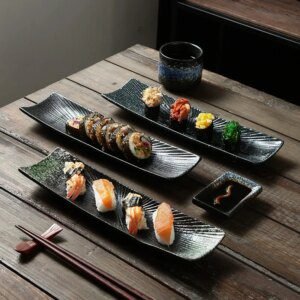 54733-948958.jpg Assiette à sushi rectangulaire, cuisine créative assiette sashimi assiette froide assiette japonaise