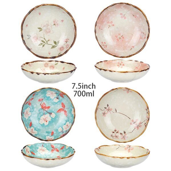 Bol à salade de fleurs japonaises de 7.5 pouces