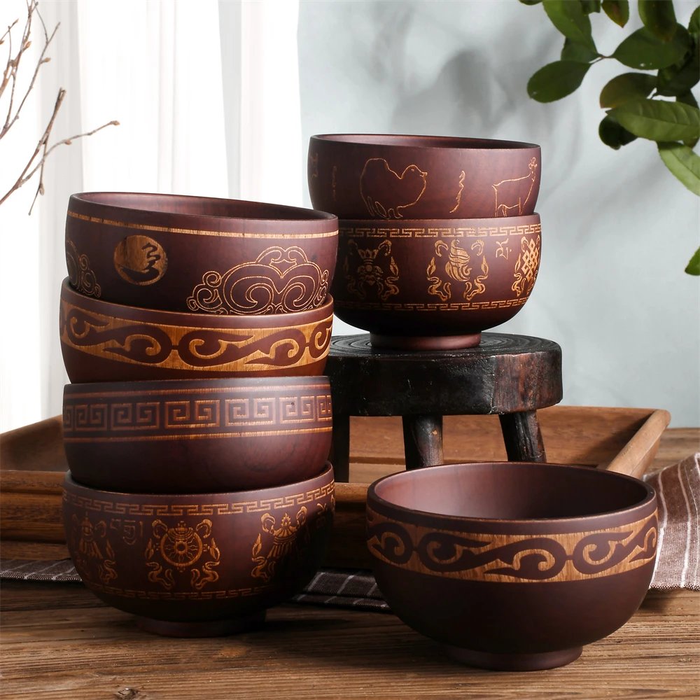 Bois bol riz ustensile de — bol riz japonais en Bois de Style Japonais pour Enfant | home20.fr