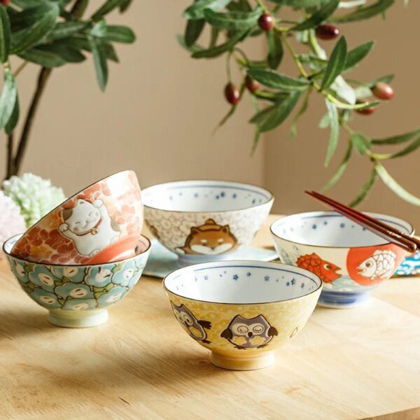 bol en céramique de dessin animé sous glaçure