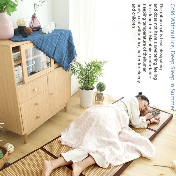 Tatami Japonais Brillant – Coussin de Couchage d’Été