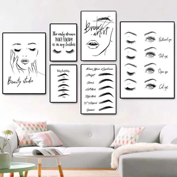 Mode maquillage toile peinture sourcils, décoration murale salon fille chambre décor photo