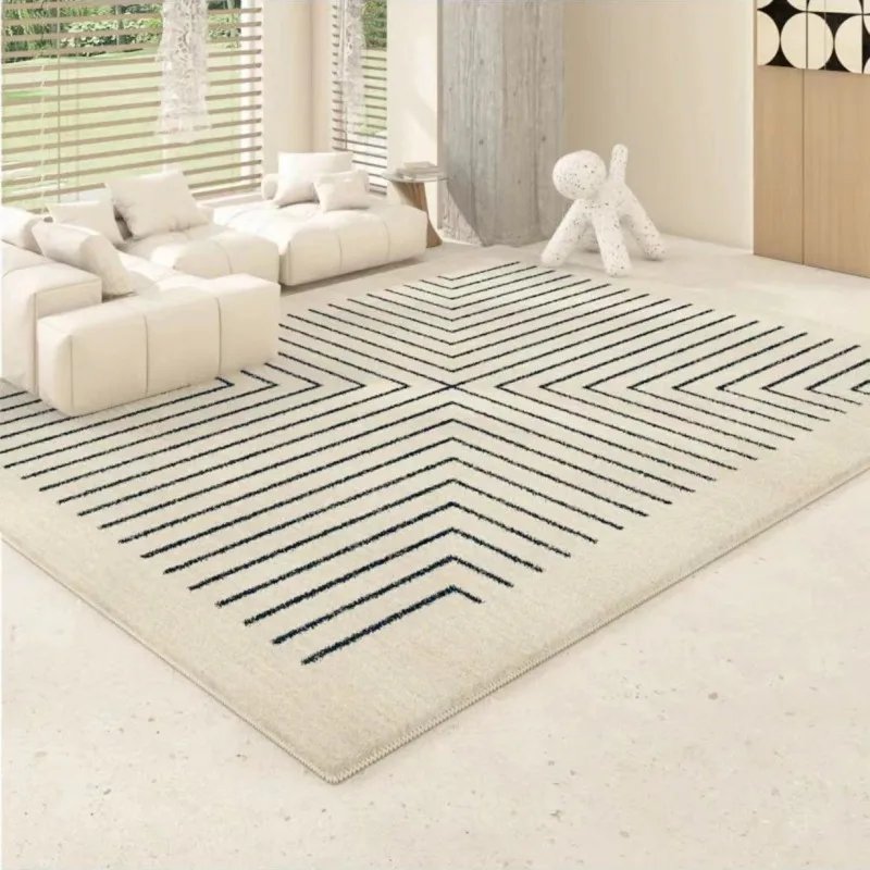 Tapis Nordique Peluche Rayé – Douceur Premium