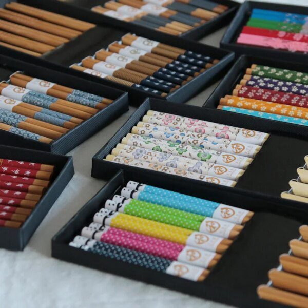 Baguette japonaise en bambou Sushi de style , 5 paires de baguettes