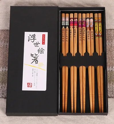 Baguette japonaise en bambou Sushi de style , 5 paires de baguettes