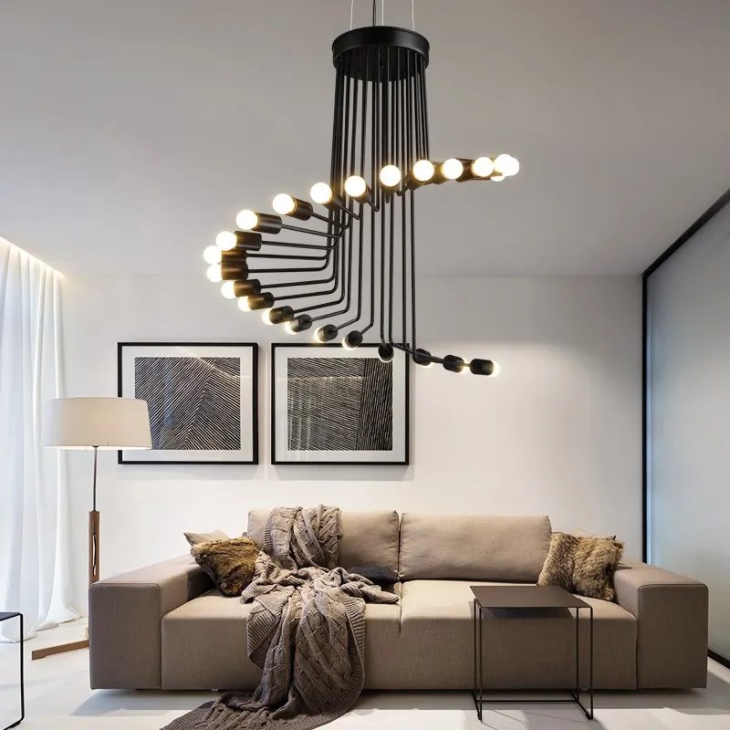 Lustre industriel rétro de style nordique Simple pour salon