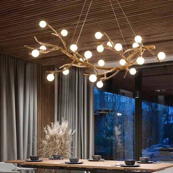 Plafonnier LED suspendu au design nordique rétro, style Art de la branche d'un arbre