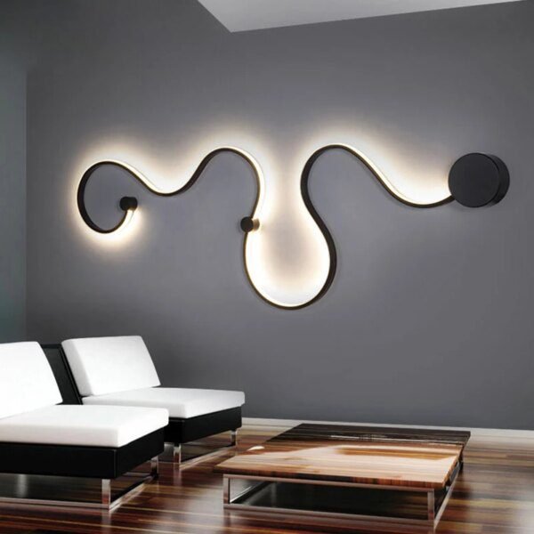 Lampe murale LED rvb modernes noires et blanches pour chambre à coucher