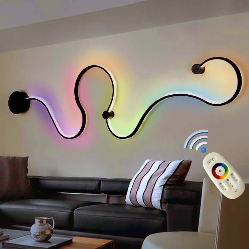 Lampe murale LED rvb modernes noires et blanches p
