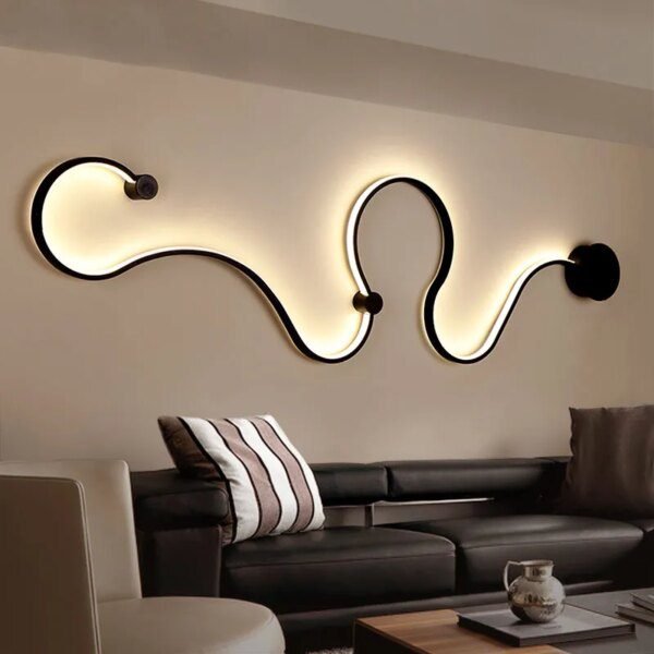 Lampe murale LED rvb modernes noires et blanches pour chambre à coucher