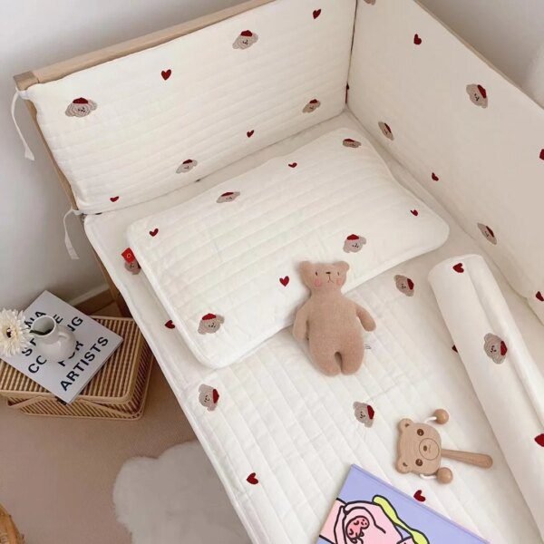 barriere de lit garde-corps en coton pour bébé, nouveau-né, mignon, broderie, clôture