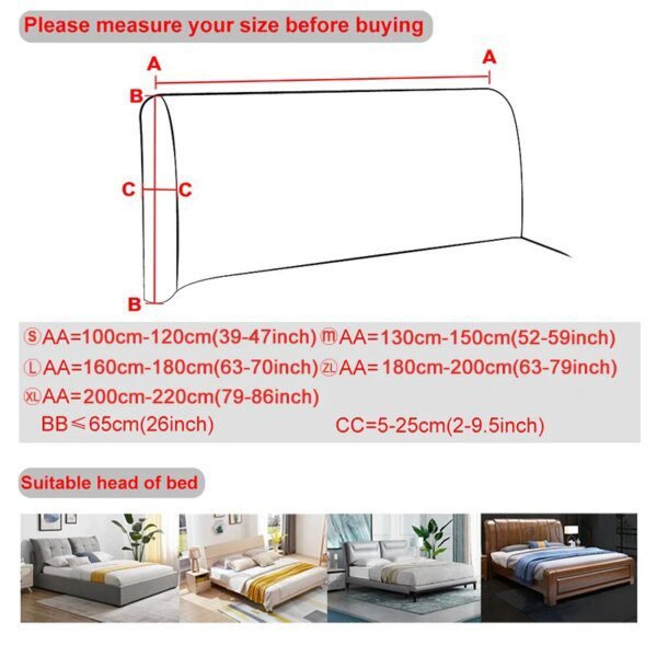 Housse de Tête de Lit en Spandex – Couleur Unie, Tout Compris