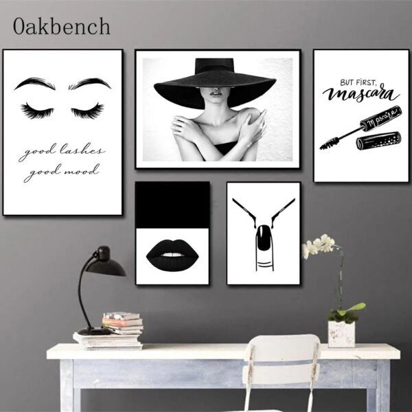 Affiche en toile noire et blanche à la mode,décoration murale de chambre à coucher