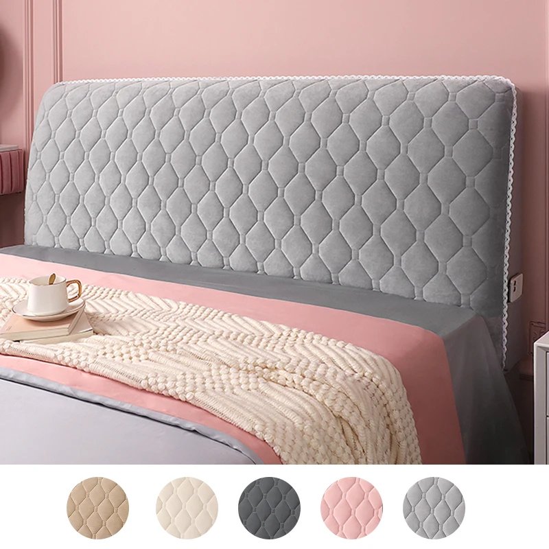 Poussière tête lit housse — Housse de Tête de Lit Courte Matelassée en Peluche - Anti-Poussière, Épaisse, Style Européen | home20.fr