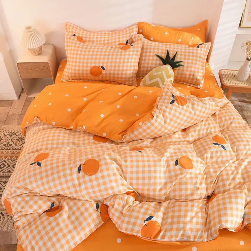 parure de lit de literie Orange pour filles et gar - Parure de lit chez home20.fr