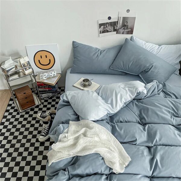 Parure de lit en coton délavé, housse de couette