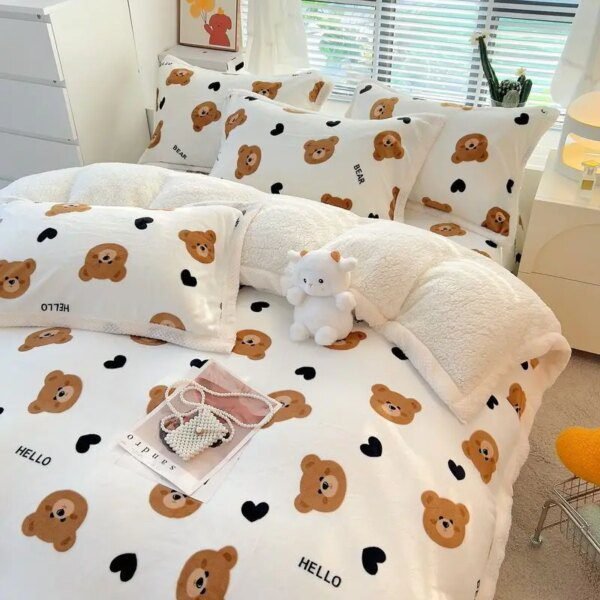 Housse de Couette Velours de Lait Épais – Luxe Hiver Doux