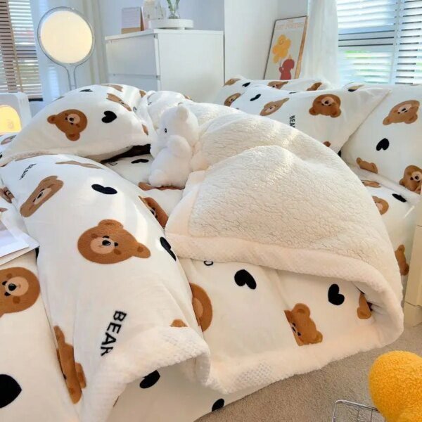 Housse de Couette Velours de Lait Épais – Luxe Hiver Doux