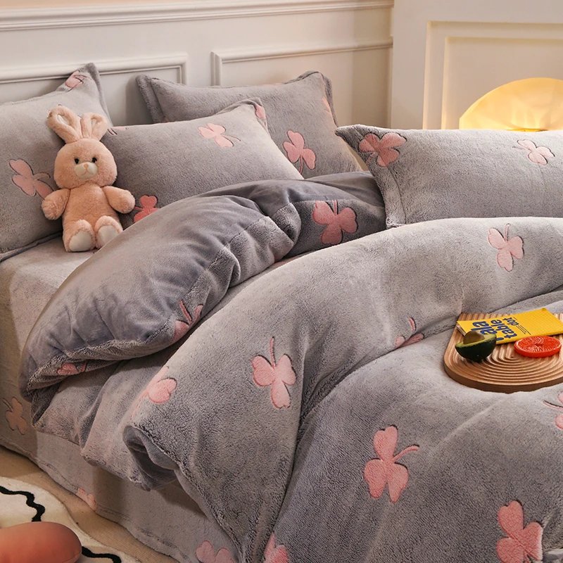 Face couette velours housse — Housse de Couette Velours Double Face - Flanelle Corail Épaisse | home20.fr