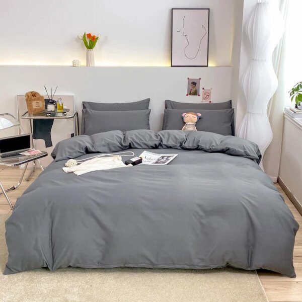Housse de Couette Unie Grise – Douceur & Élégance Intemporelle