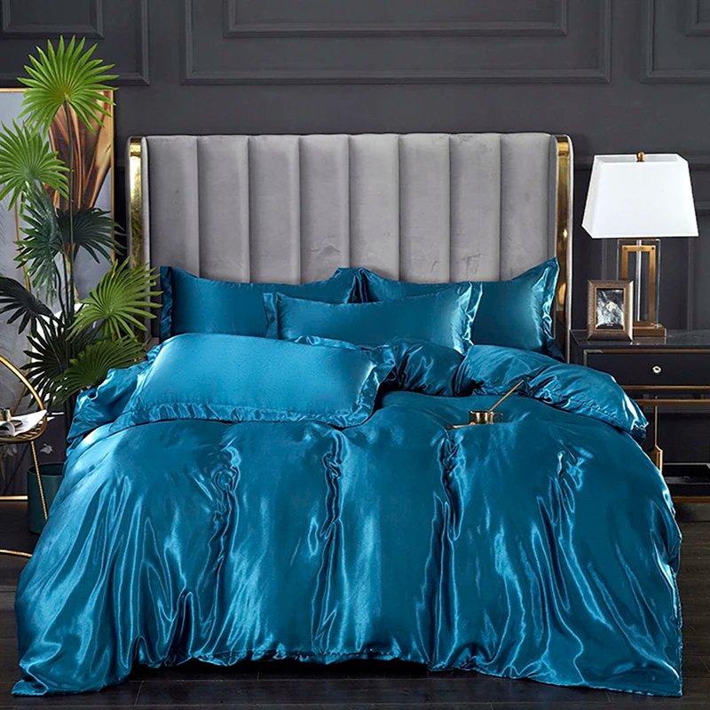 Couette satin housse — Housse de Couette Satin Haut de Gamme 230x260 - Élégance Luxe Queen Size | home20.fr
