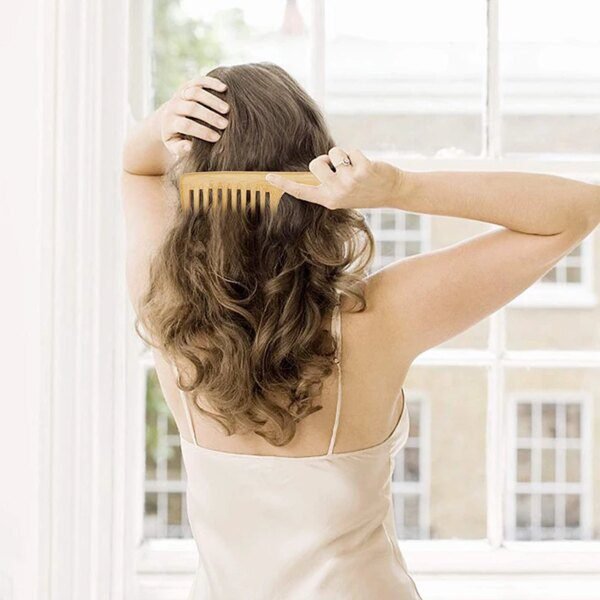 Peigne à Cheveux à Dents Larges en Bois de Bambou Écologique, Outil avec Logo Personnalisé