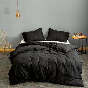 Housse de couette en microfibre noire, sans taie d'oreiller