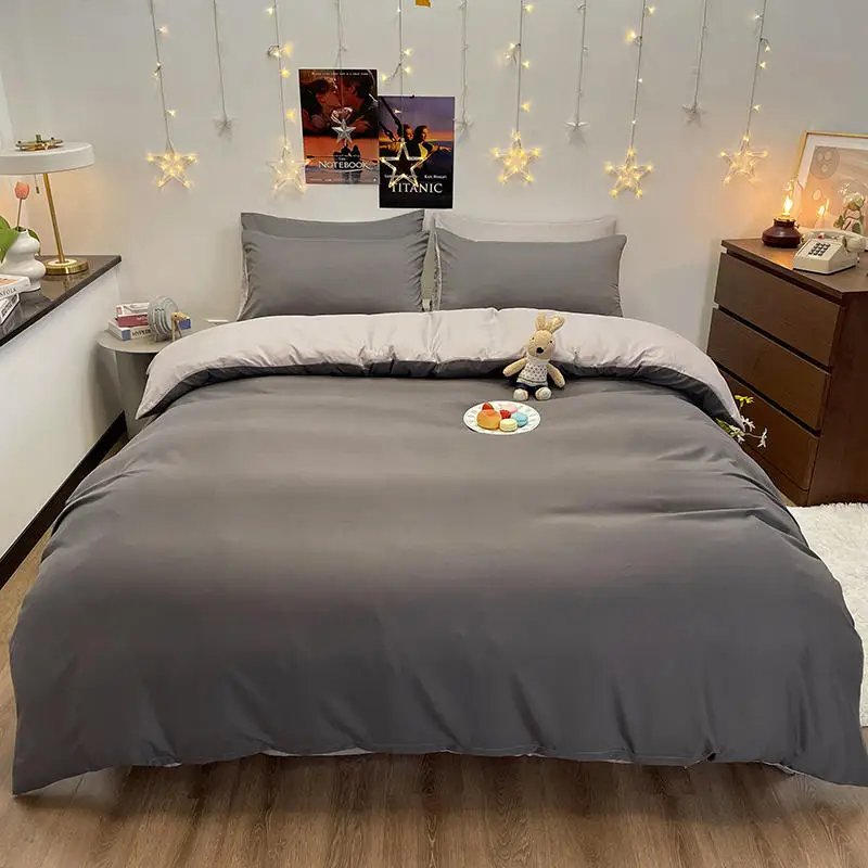 Couette gris housse — Housse de Couette Gris Foncé 220x240 - Polyester Doux, Style Élégant | home20.fr
