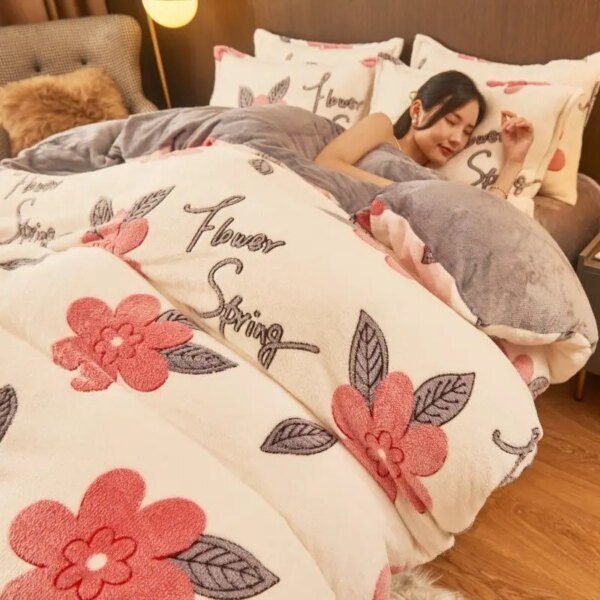 Housse de Couette Flanelle 220x240 – Ensemble Literie Chaud