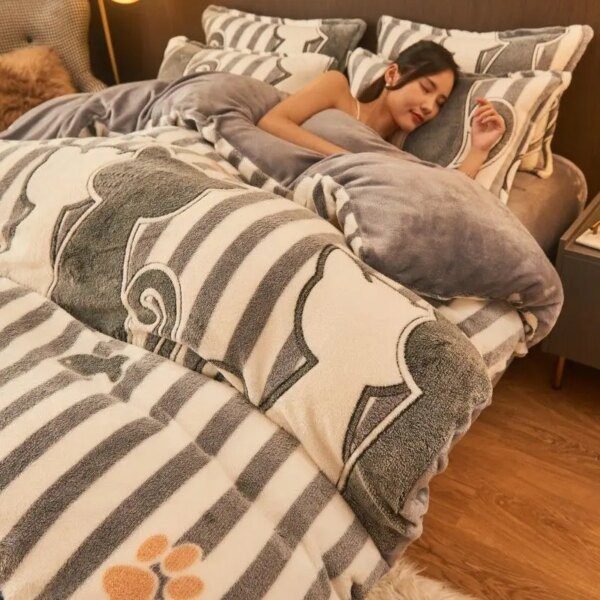 Housse de Couette Flanelle 220x240 – Ensemble Literie Chaud