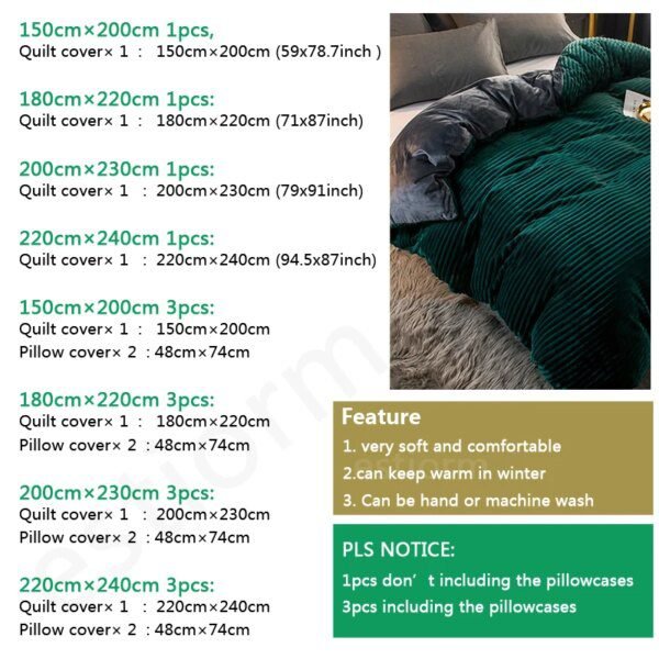 Housse de Couette Velours Épais & Chaud – Literie Luxe Hiver Double