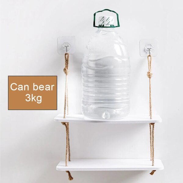 Étagère Murale Décorative en Bois-Plastique – Avec Crochets