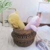 Panier de rangement en osier d'algues, pot de fleurs suspendu en rotin pour vêtements jouets, panier de rangement Binaural pliant en paille, panier de fleurs de décoration de maison