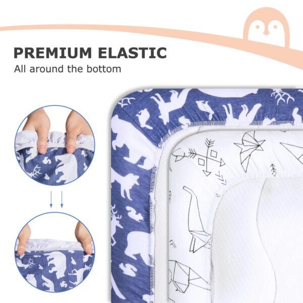 Drap-Housse Bébé 100% Coton – 82x41 cm – Motifs Animaux & Étoiles – Doux