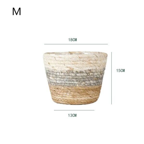 Panier de rangement tissé à la main, Pot de fleur pour maison jardin SM L